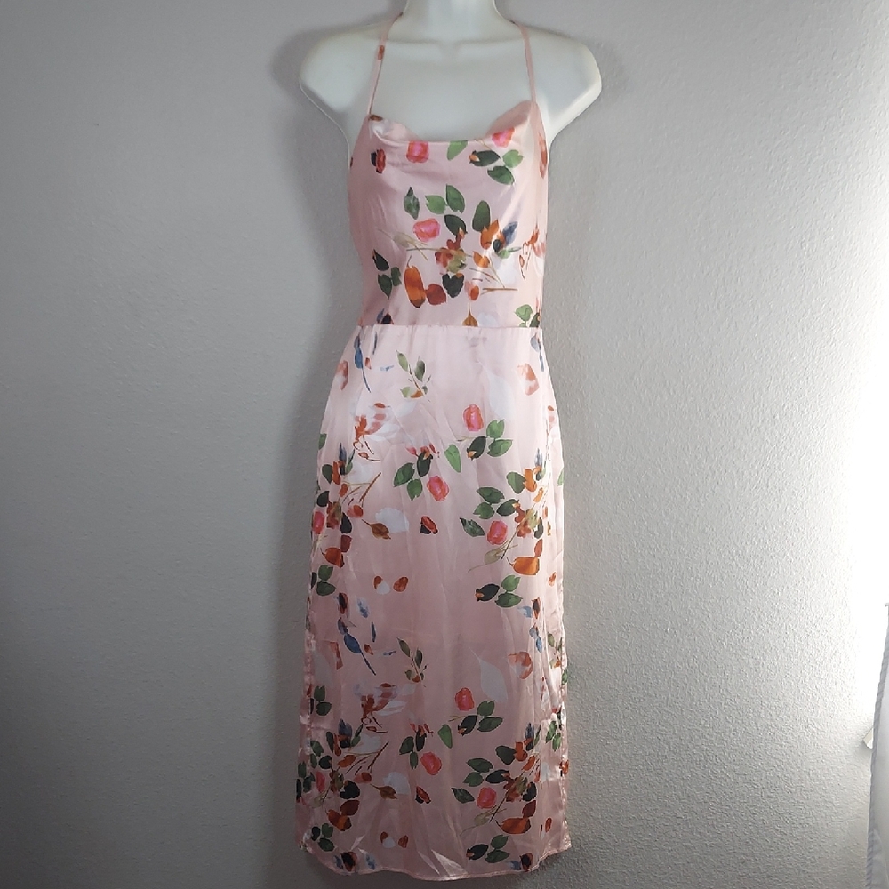 Floral Pink Halter Dress